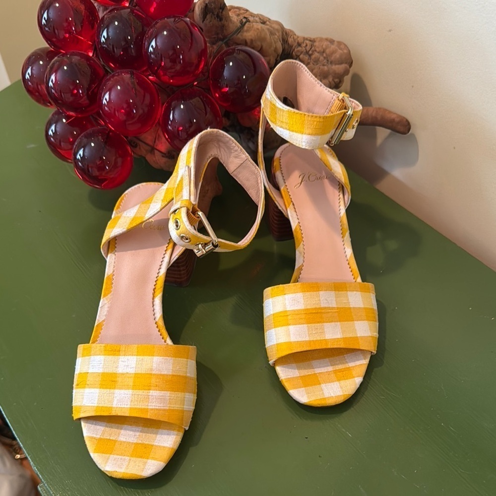 J.Crew Yellow and white Gingham Women's Sandals